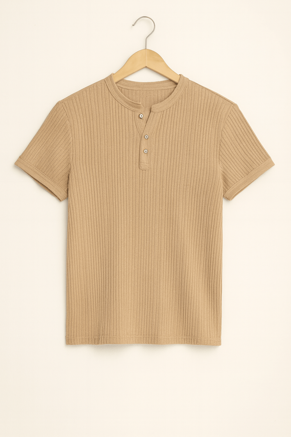 Emiel Geripptes Kurzarm-Henley-Shirt 5