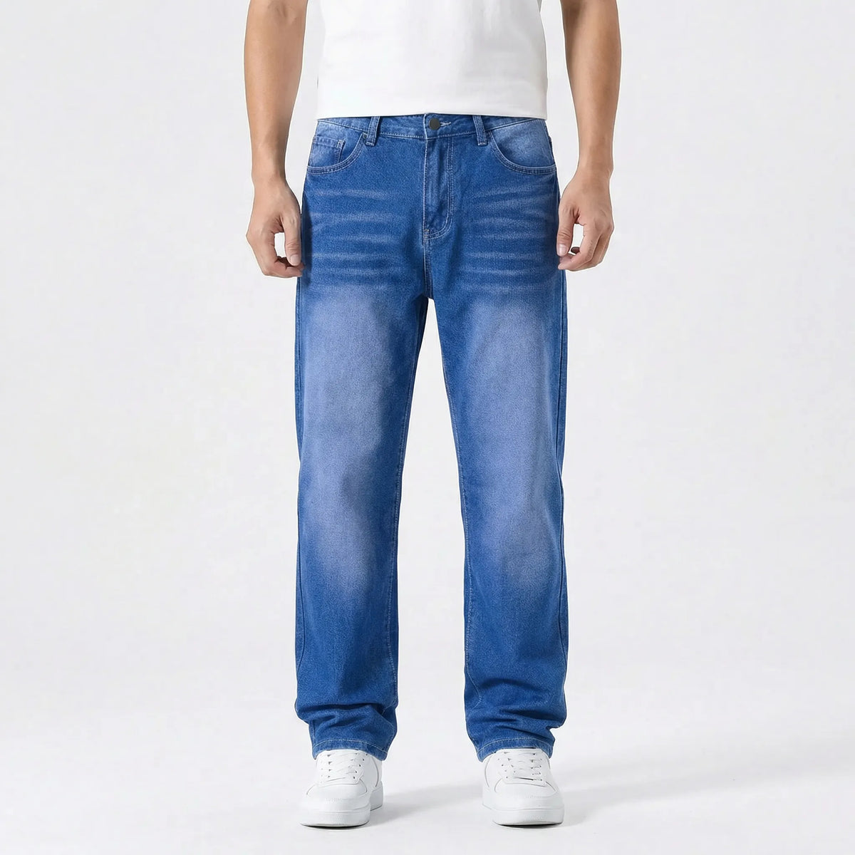 Herren Hose Geradliniger Schnitt Gesäßtaschen mit Verstellbarem Bund