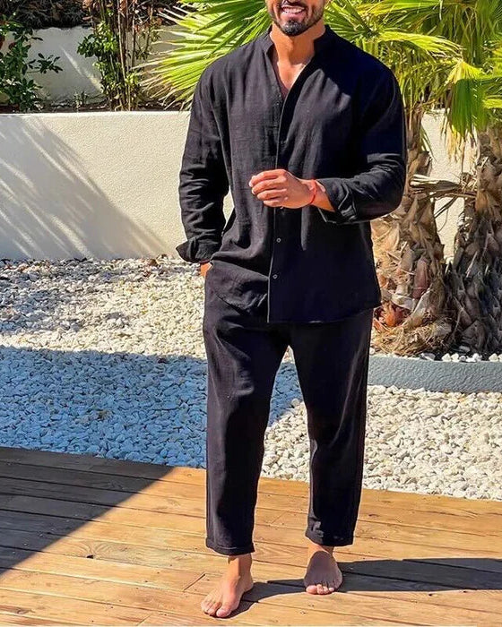 Herren Leinen Set | V-Ausschnitt & Luftiger Tragekomfort