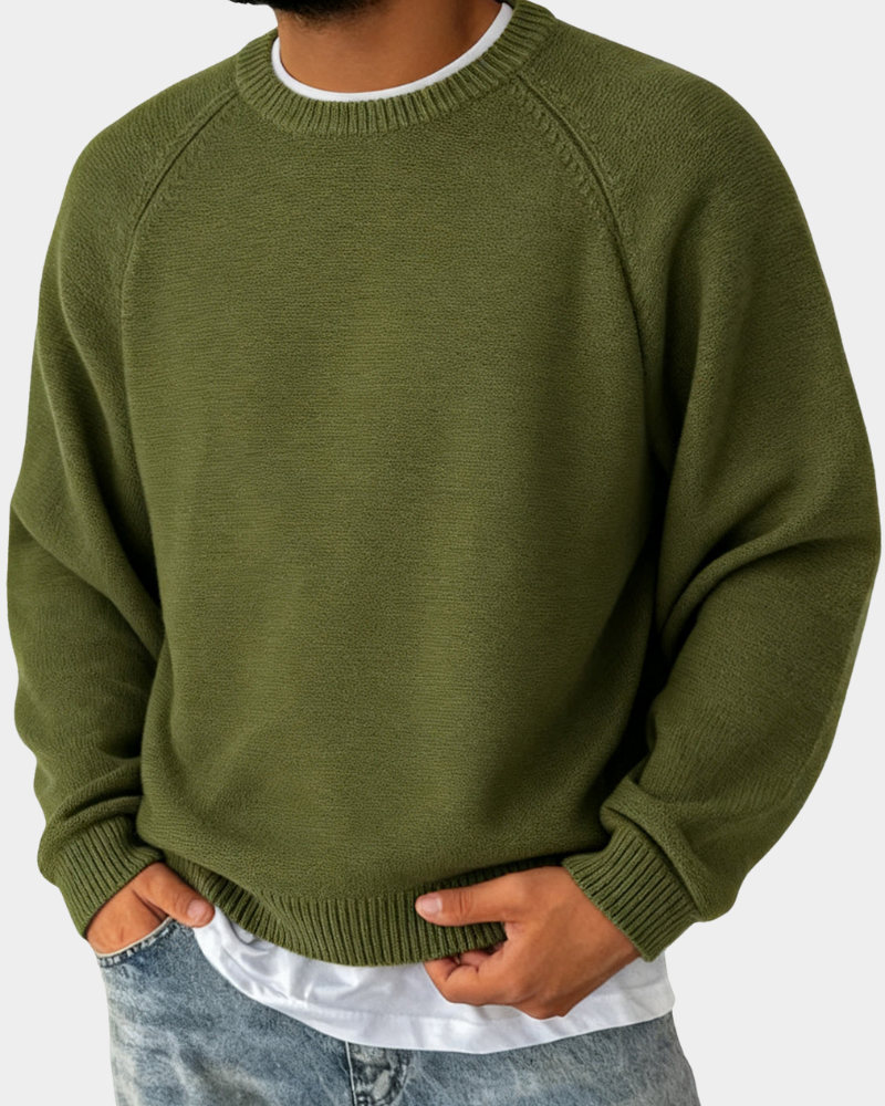 Herren Rundhals Pullover Lockere Passform Strickpullover 2