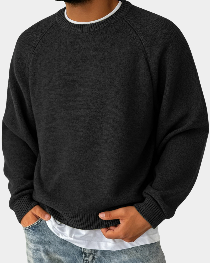 Herren Rundhals Pullover Lockere Passform Strickpullover 3