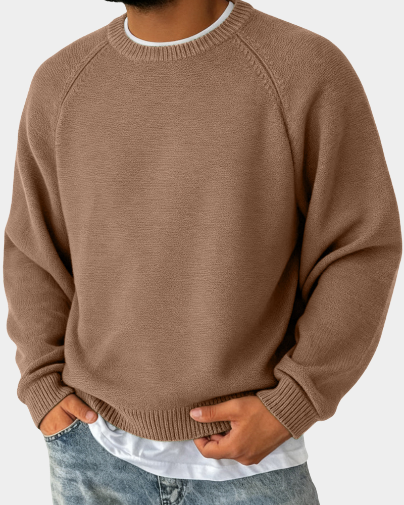 Herren Rundhals Pullover Lockere Passform Strickpullover 5