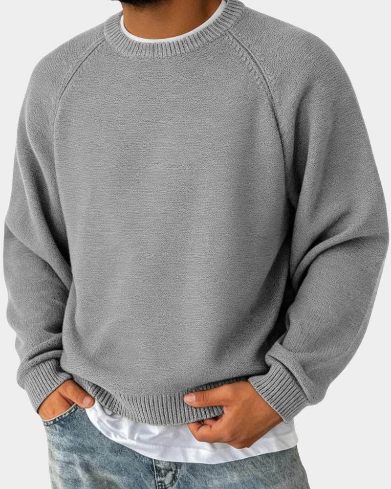 Herren Rundhals Pullover Lockere Passform Strickpullover 1