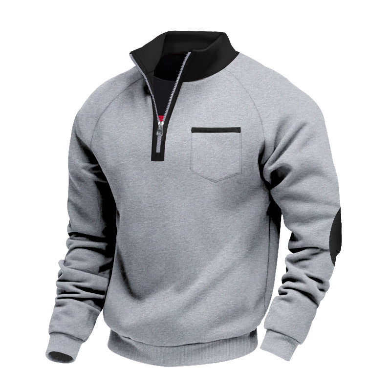 Herren Stehkragen Pullover Reißverschluss Raglan Sweater Freizeit 2