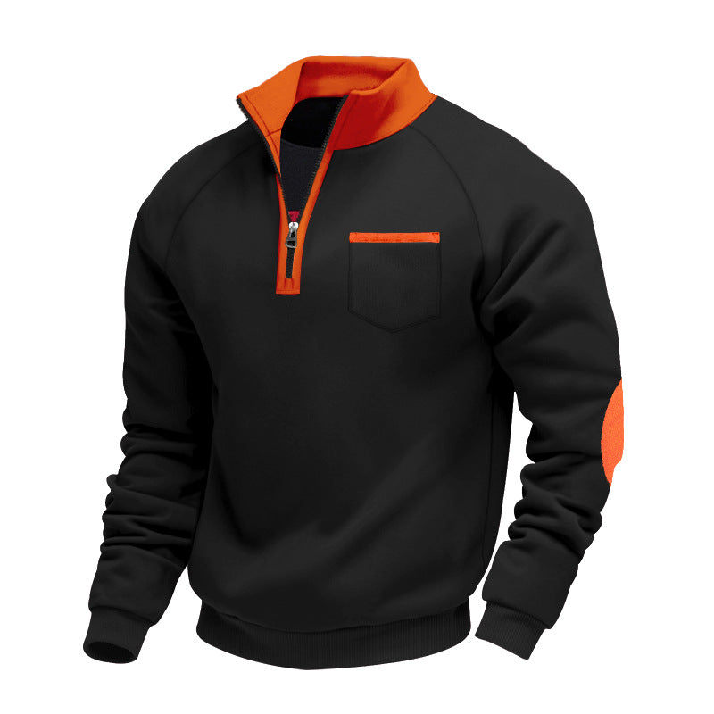 Herren Stehkragen Pullover Reißverschluss Raglan Sweater Freizeit 4