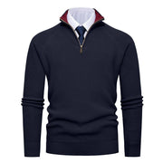 Pull à col roulé pour homme, aspect côtelé et col contrastant avec fermeture éclair