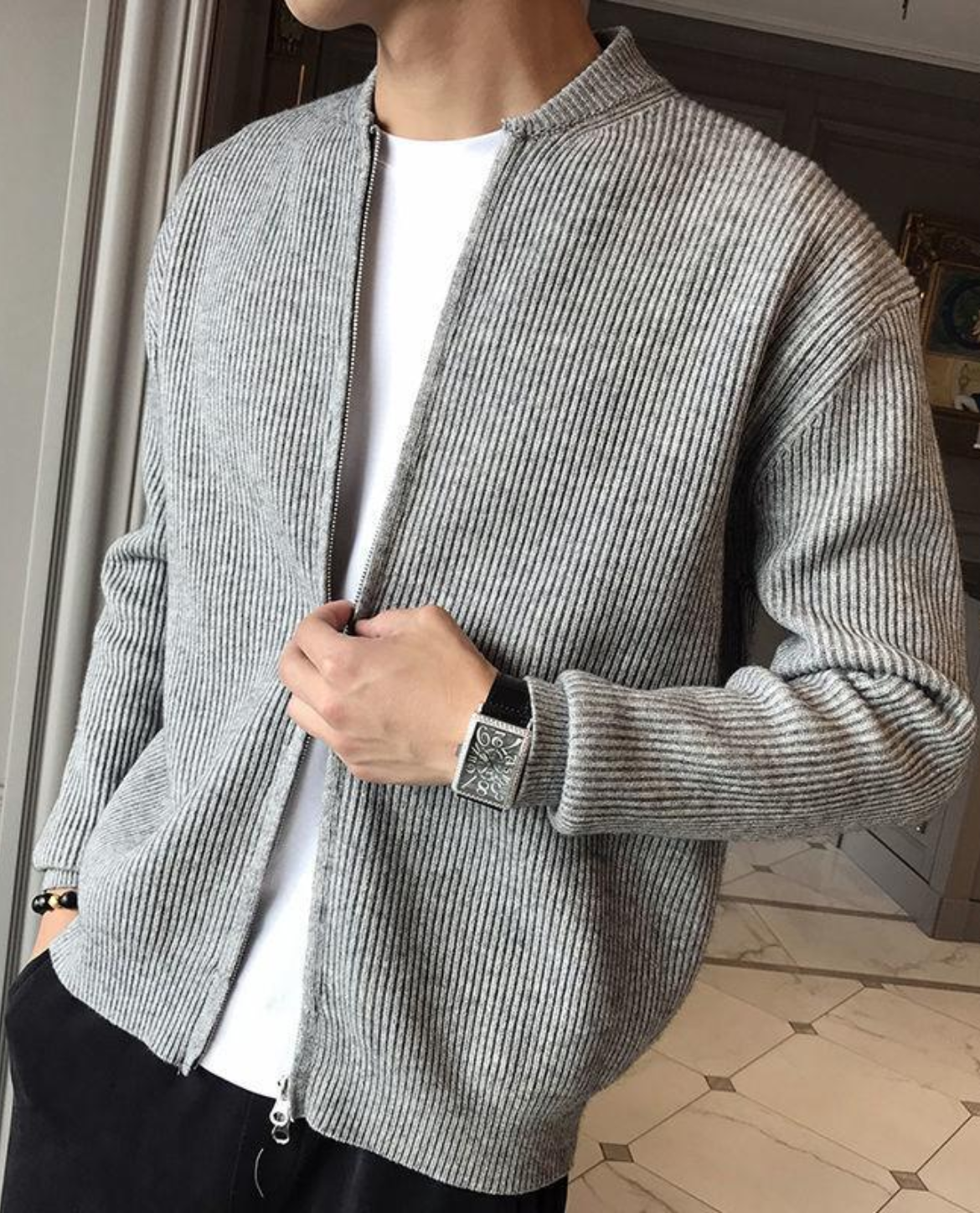 Strickjacke Herren mit Reißverschluss | Strukturiert & Vielseitig 3