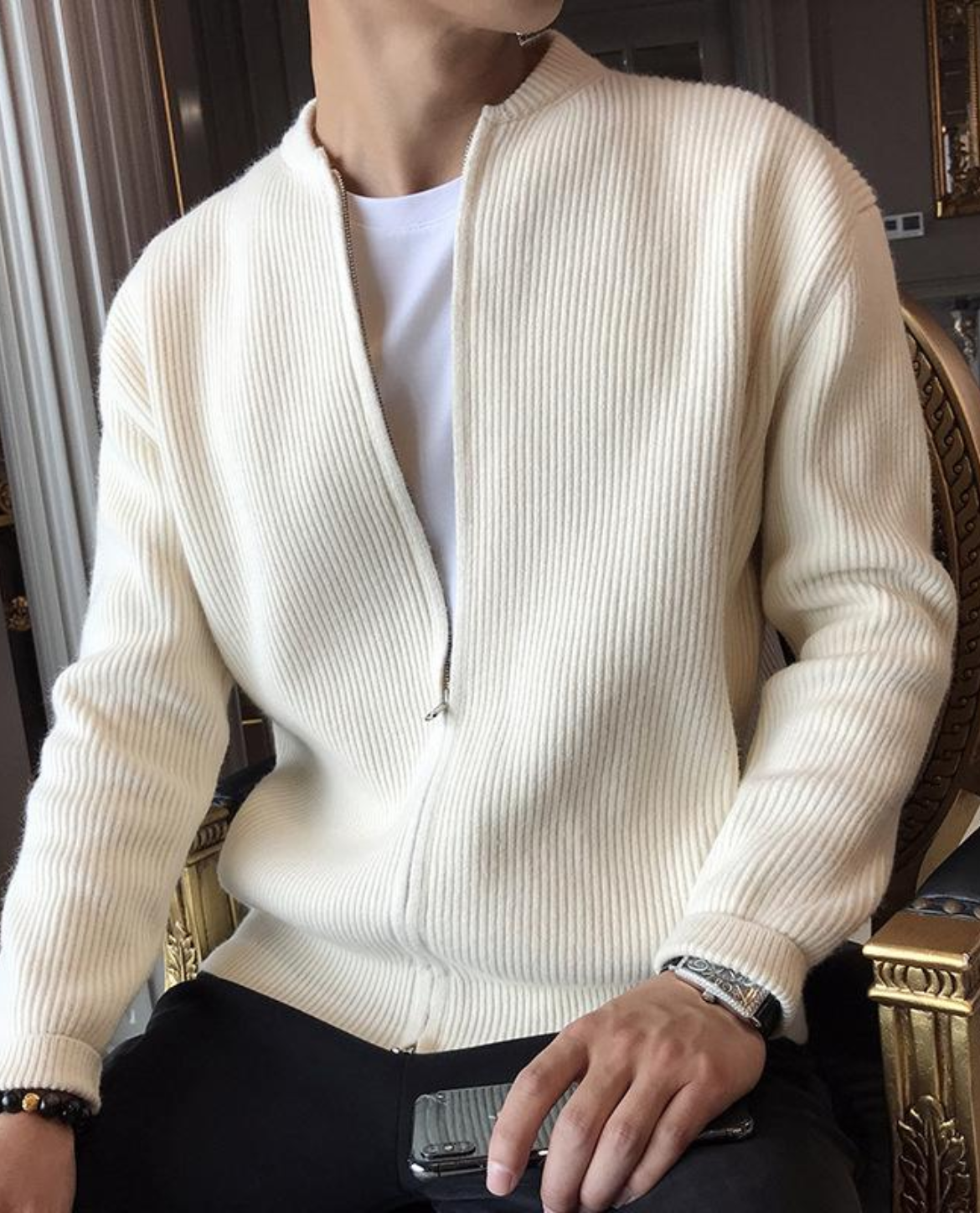 Strickjacke Herren mit Reißverschluss | Strukturiert & Vielseitig 1