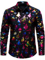 Pull de Noël pour homme à manches longues, coupe classique et extensible