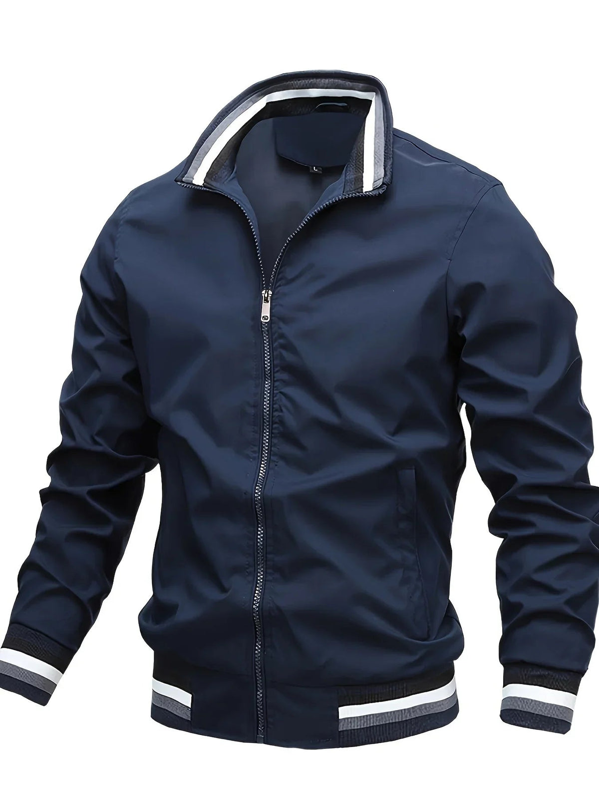 Herren Bomberjacke mit Reißverschluss und Rippenkragen 6