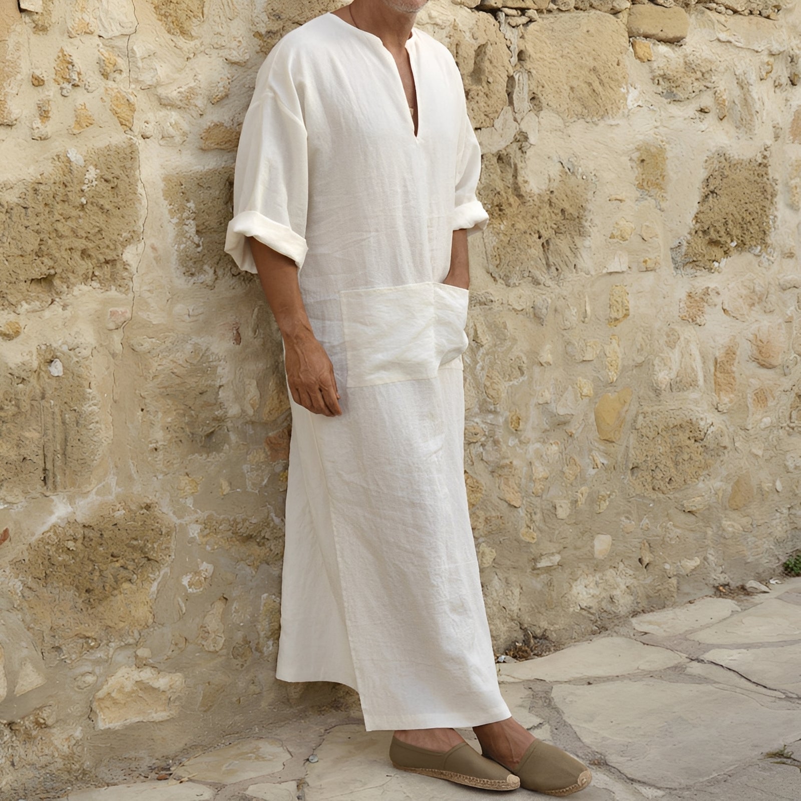 Herren Hemdkleid – Langes, minimalistisches Kleid mit Seitenschlitz 0