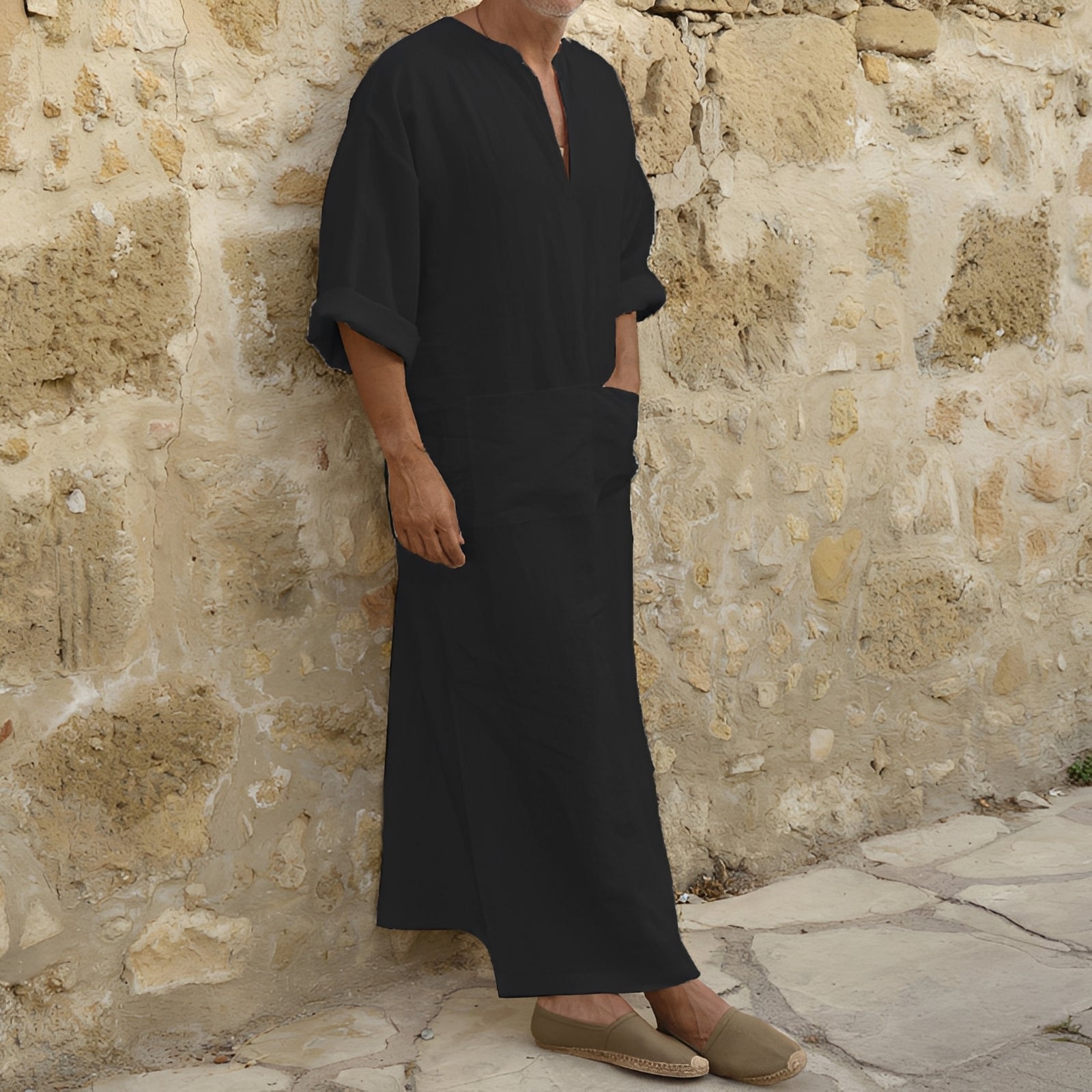 Herren Hemdkleid – Langes, minimalistisches Kleid mit Seitenschlitz 3
