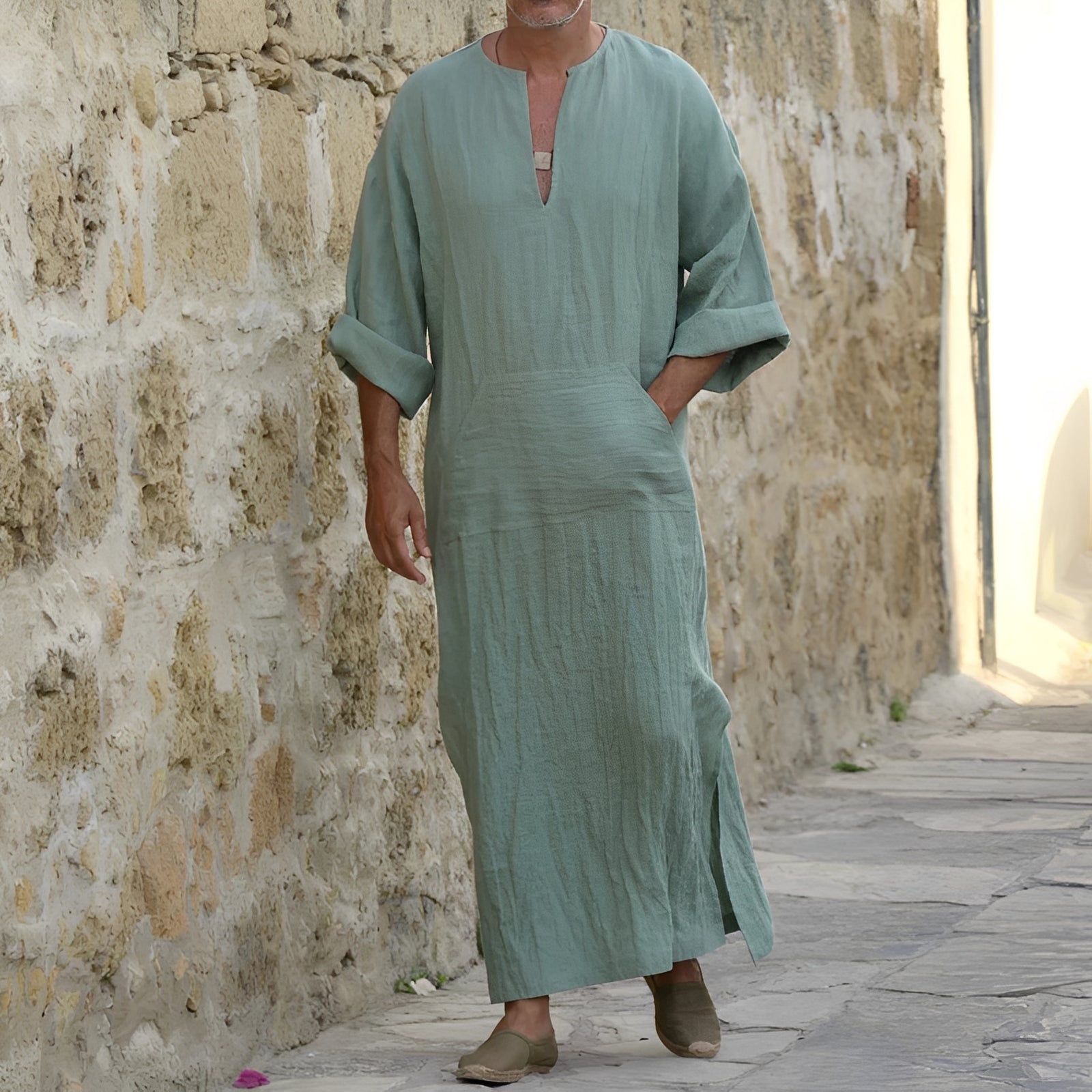 Herren Hemdkleid – Langes, minimalistisches Kleid mit Seitenschlitz 6
