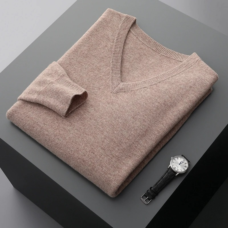 Herren Kaschmirpullover V-Ausschnitt 24