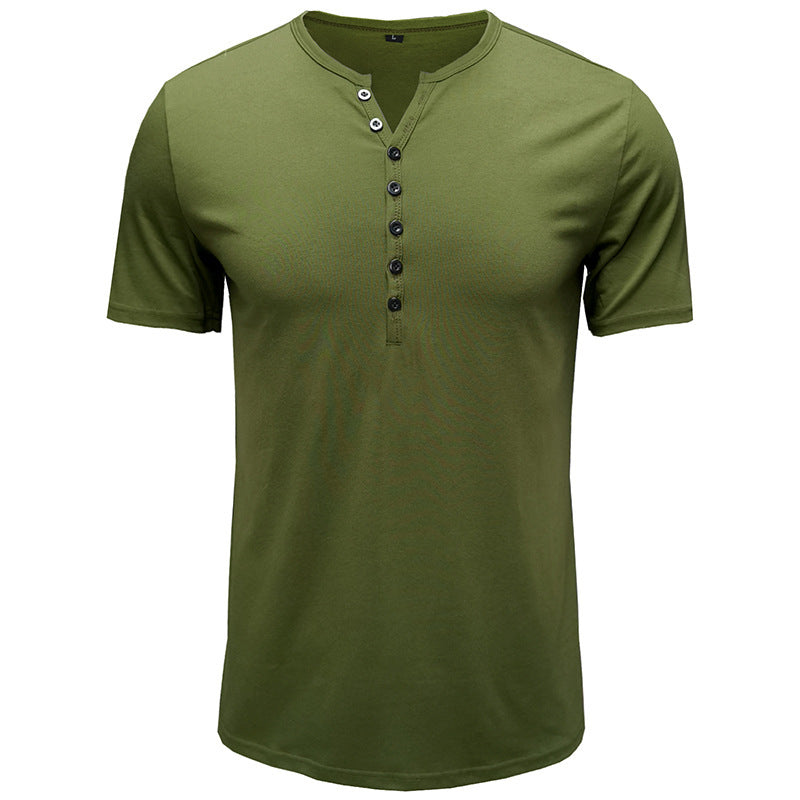 Herren Kurzarm Henley T-Shirt Echoarchiv 5