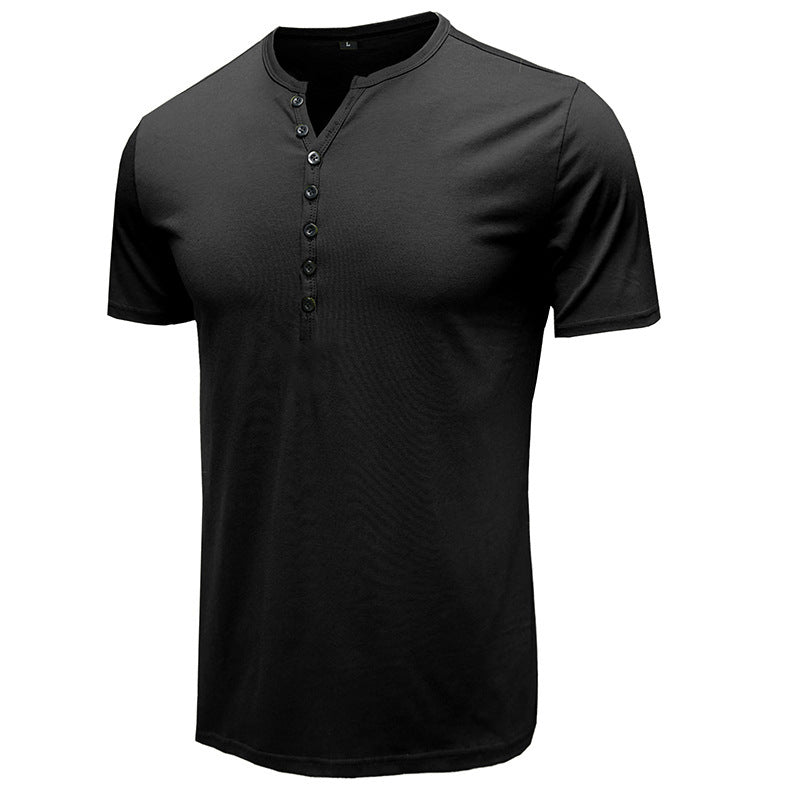 Herren Kurzarm Henley T-Shirt Echoarchiv 7