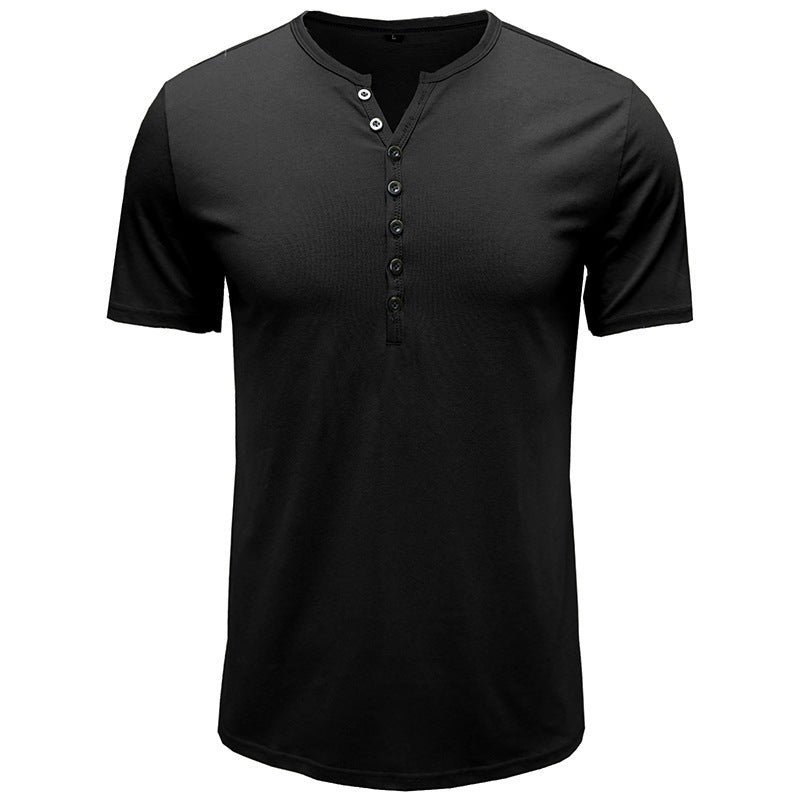 Herren Kurzarm Henley T-Shirt Echoarchiv 8