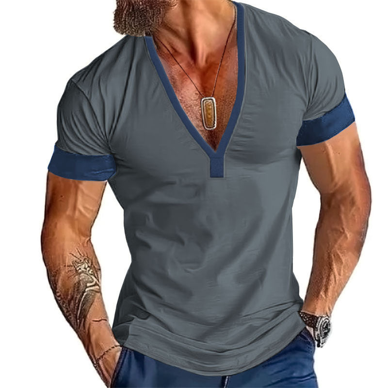 Herren modernes V-Ausschnitt T-Shirt Echoarchiv 0