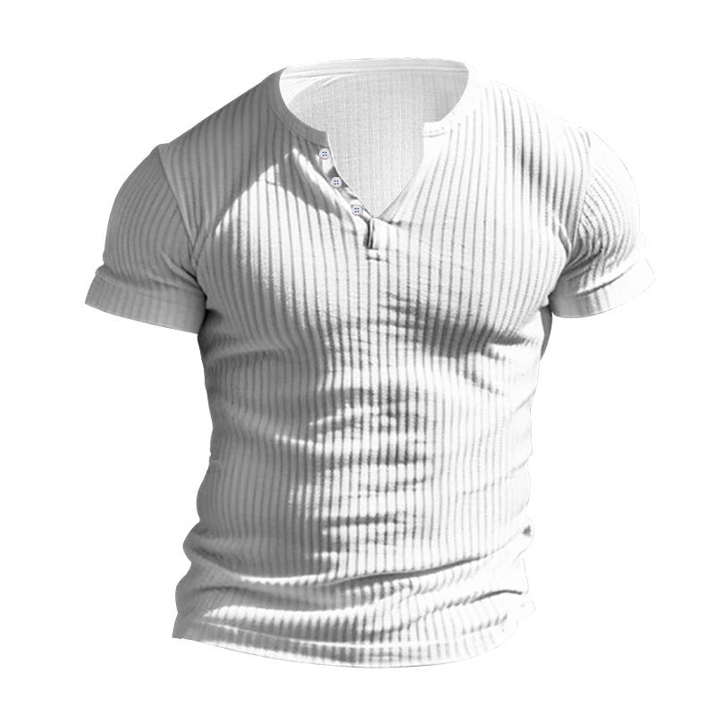 Herren strukturiertes Kurzarm-Henley-T-Shirt Echoarchiv 5