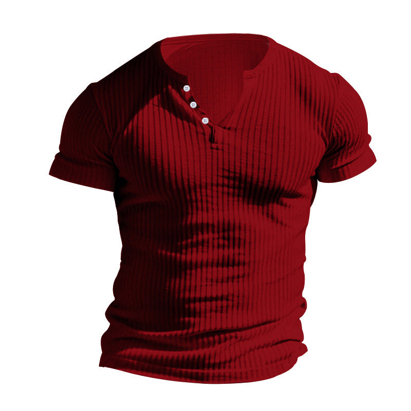Herren strukturiertes Kurzarm-Henley-T-Shirt Echoarchiv 6