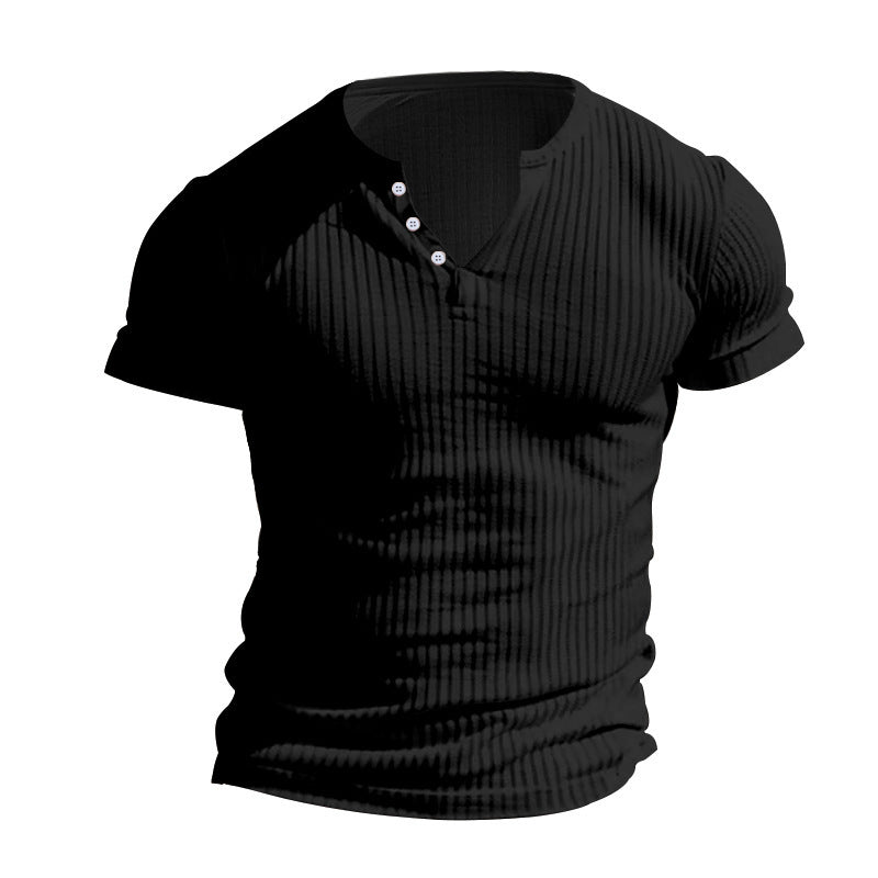 Herren strukturiertes Kurzarm-Henley-T-Shirt Echoarchiv 7