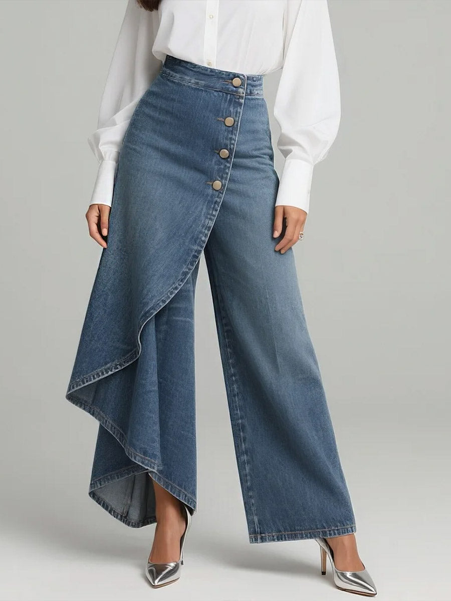 Stylische Damen High-Waisted Weitbein Jeans mit Relaxed Fit 1
