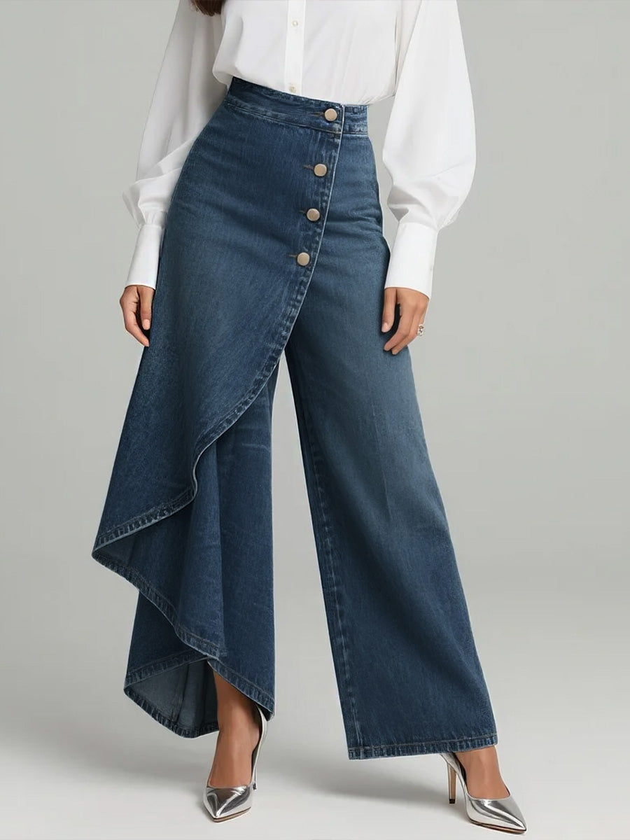 Stylische Damen High-Waisted Weitbein Jeans mit Relaxed Fit 0