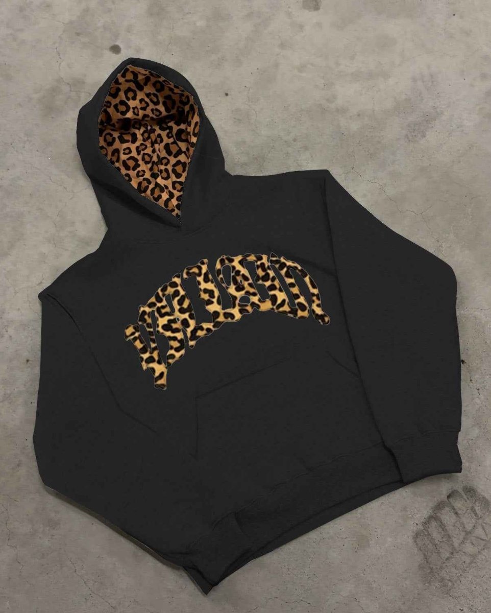 Hoodie Damen | Leoparden-Frontapplikation & Kängurutasche