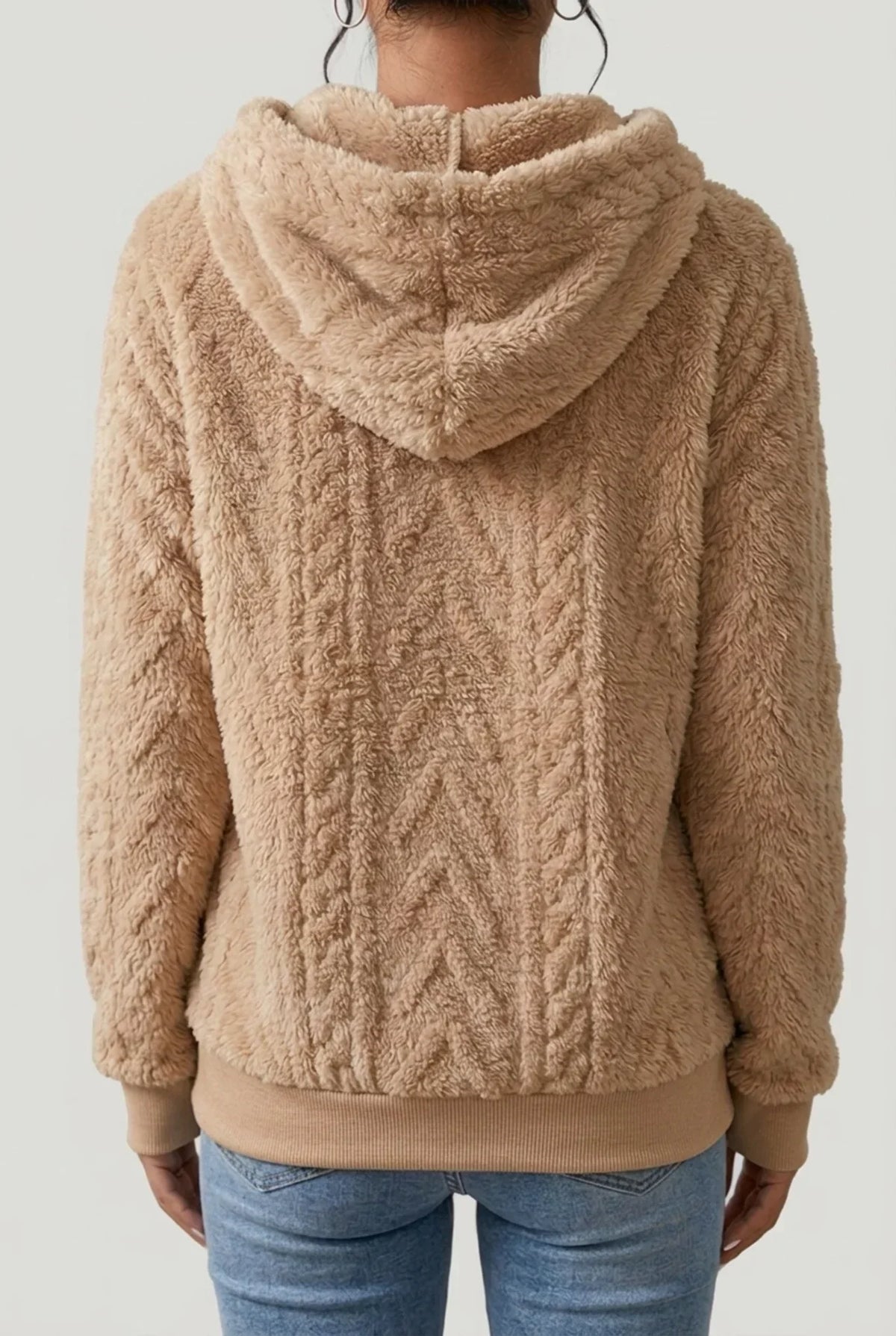 Hoodie Damen | Zopfstruktur mit Kordelzug