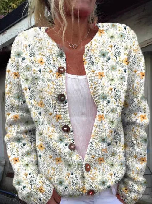 Indira - Strickjacke mit floralem Muster