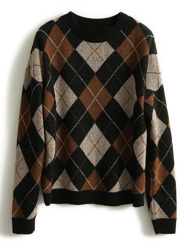 Isabella - Damen Argyle Wollpullover