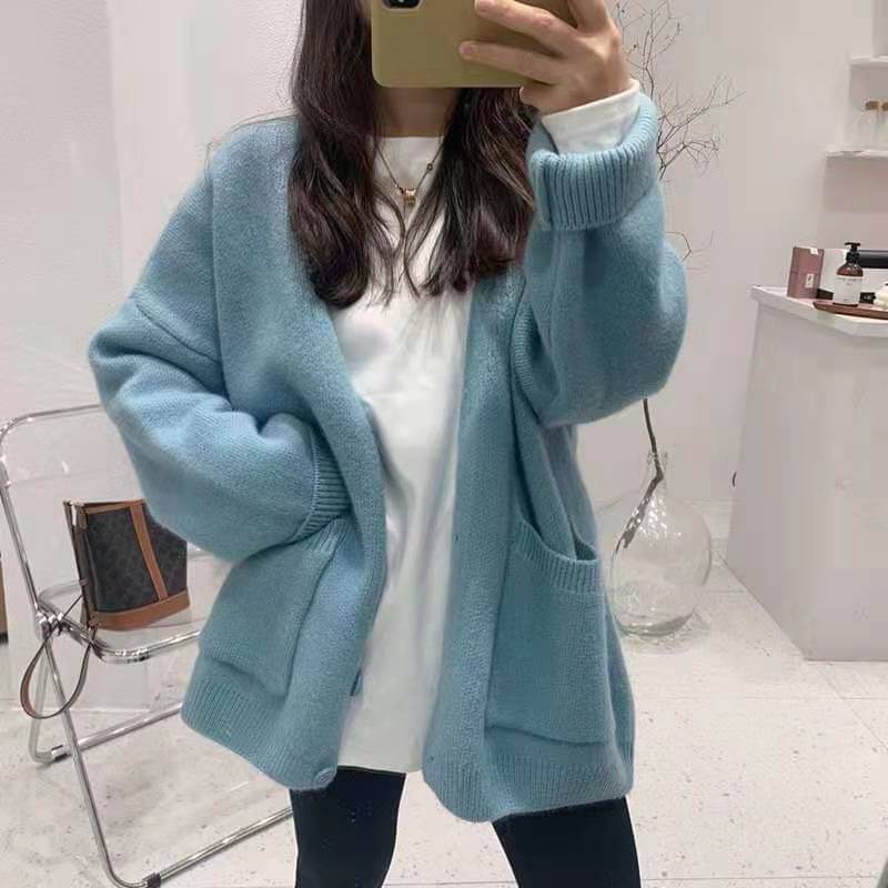 Ivy - Damen Pullover mit V-Ausschnitt, lang gestrickt
