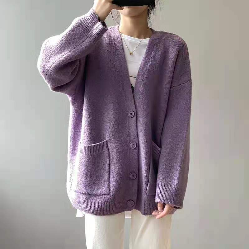 Ivy - Damen Pullover mit V-Ausschnitt, lang gestrickt