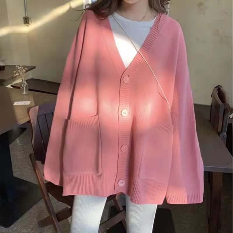 Ivy - Damen Pullover mit V-Ausschnitt, lang gestrickt