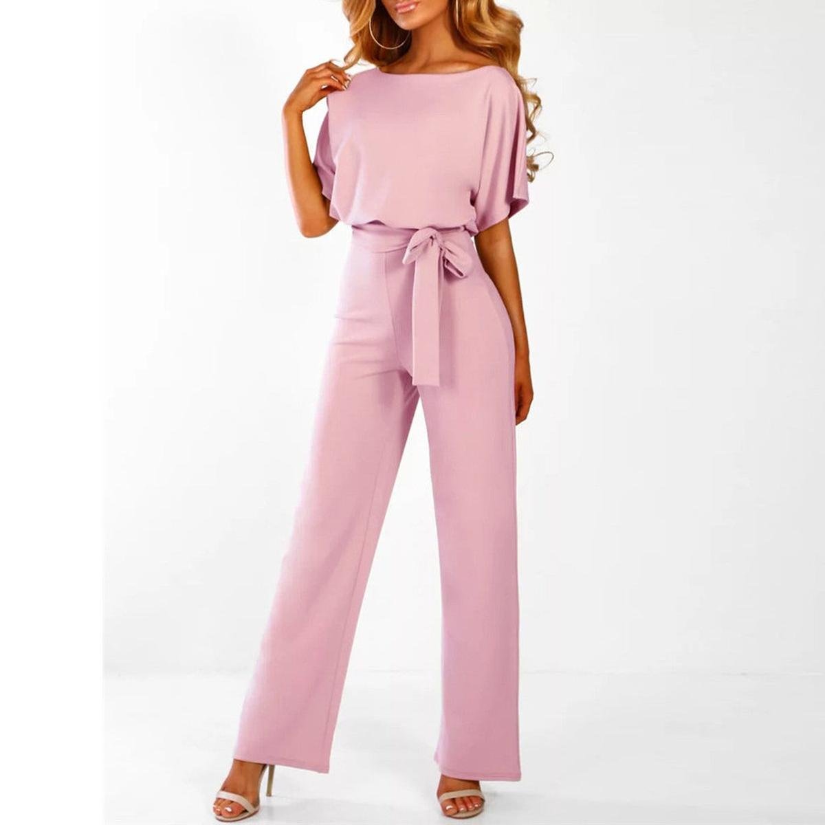 Jumpsuit Damen | Bindegürtel & Weites Hosenbein