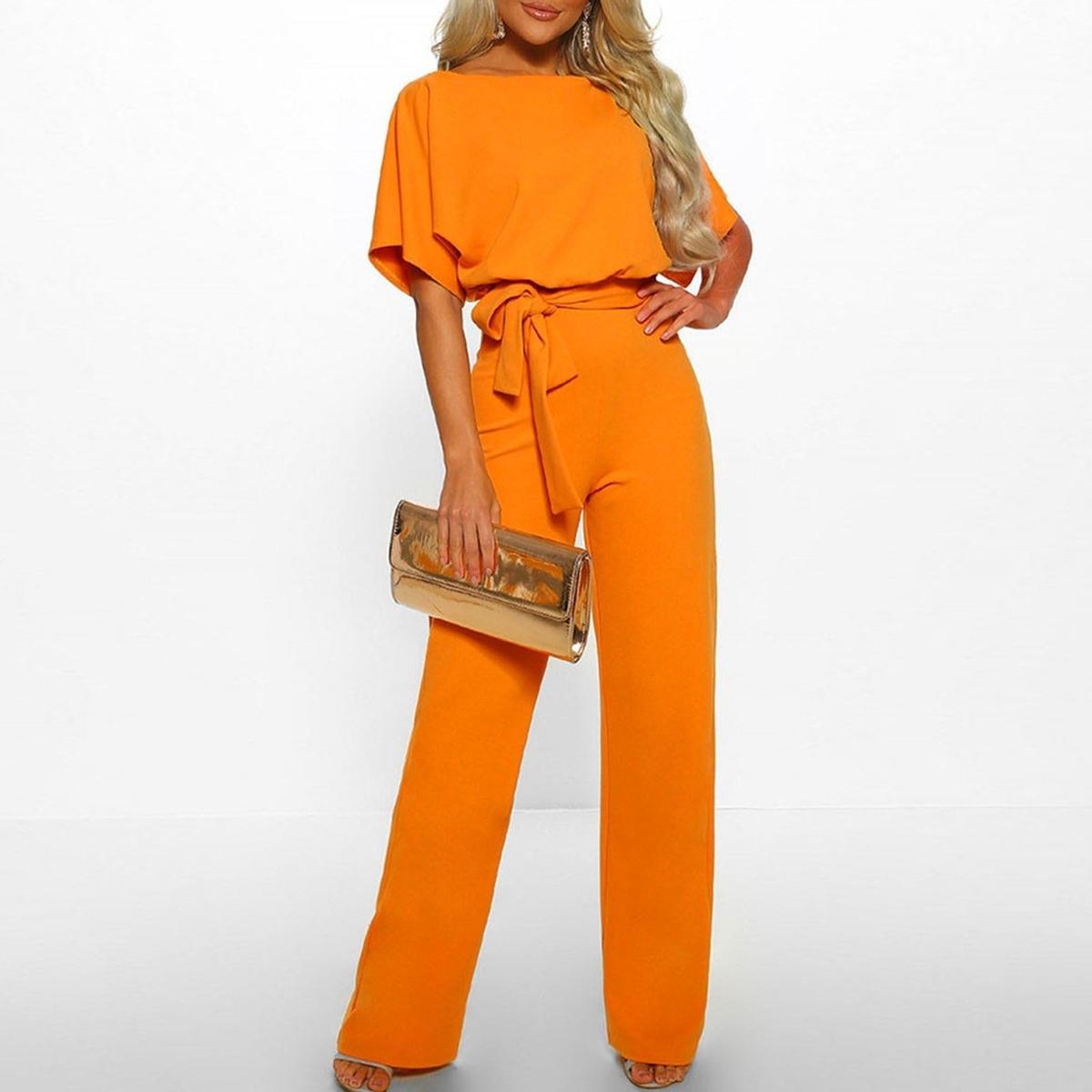 Jumpsuit Damen | Bindegürtel & Weites Hosenbein