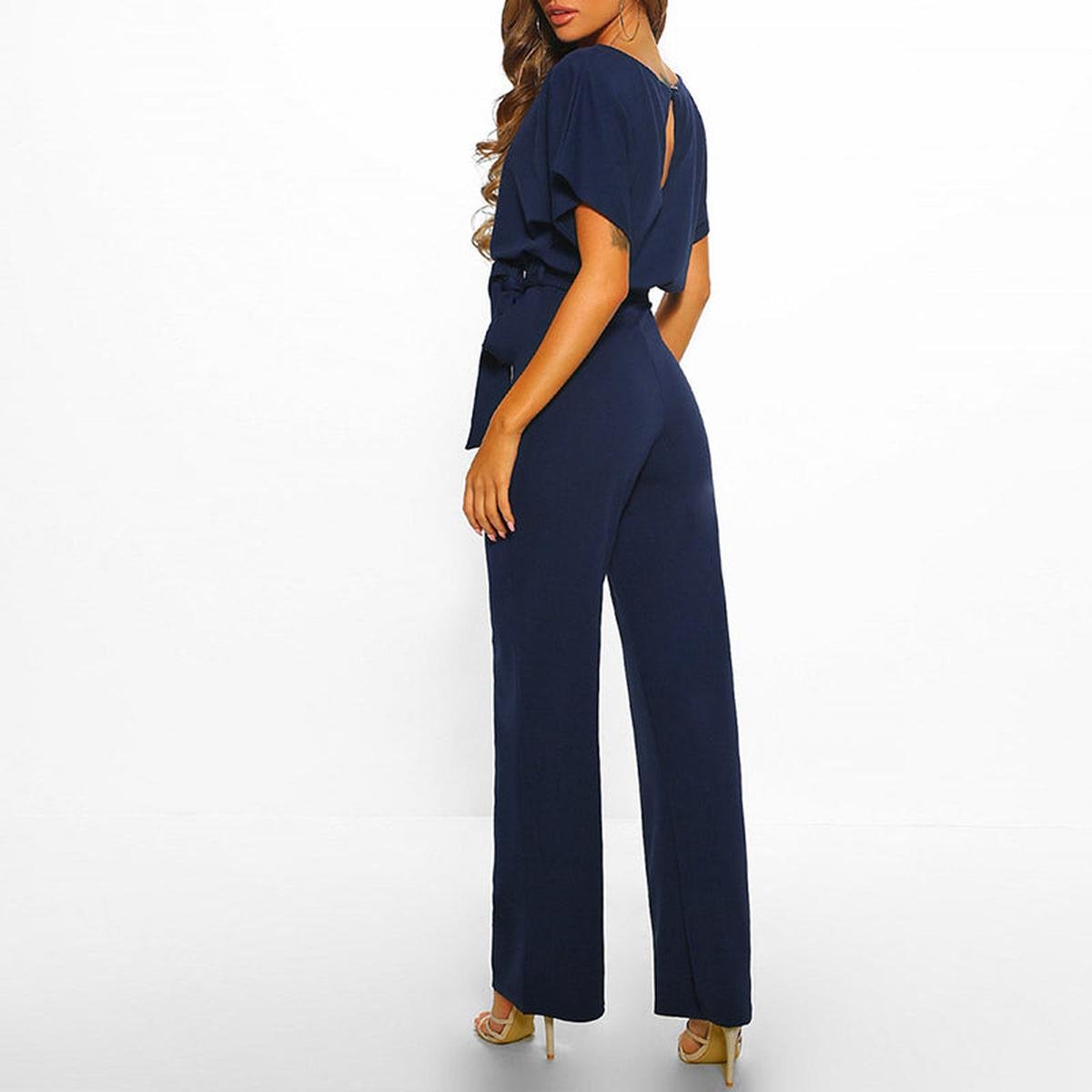Jumpsuit Damen | Bindegürtel & Weites Hosenbein