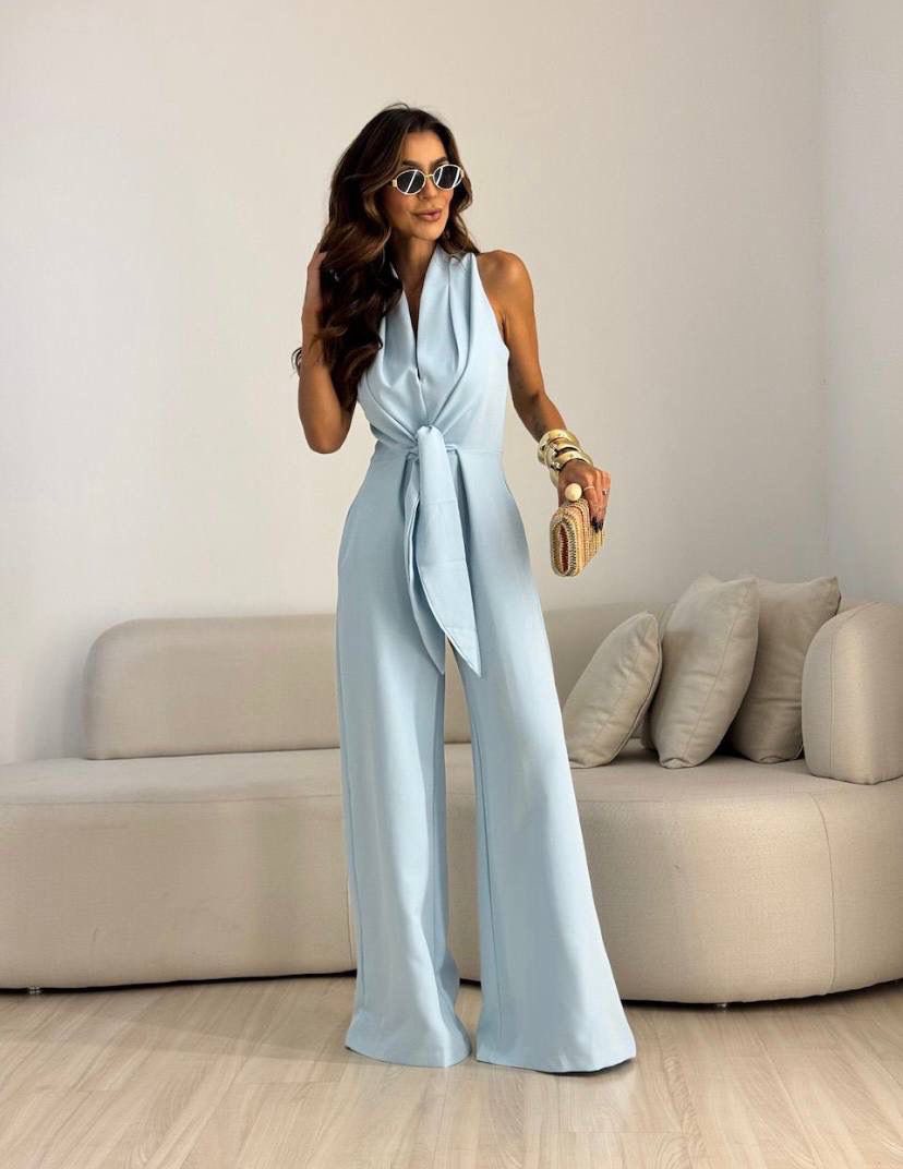 Kamwi - Eleganter Jumpsuit Mit Drapiertem Ausschnitt Und Weitem Bein 0