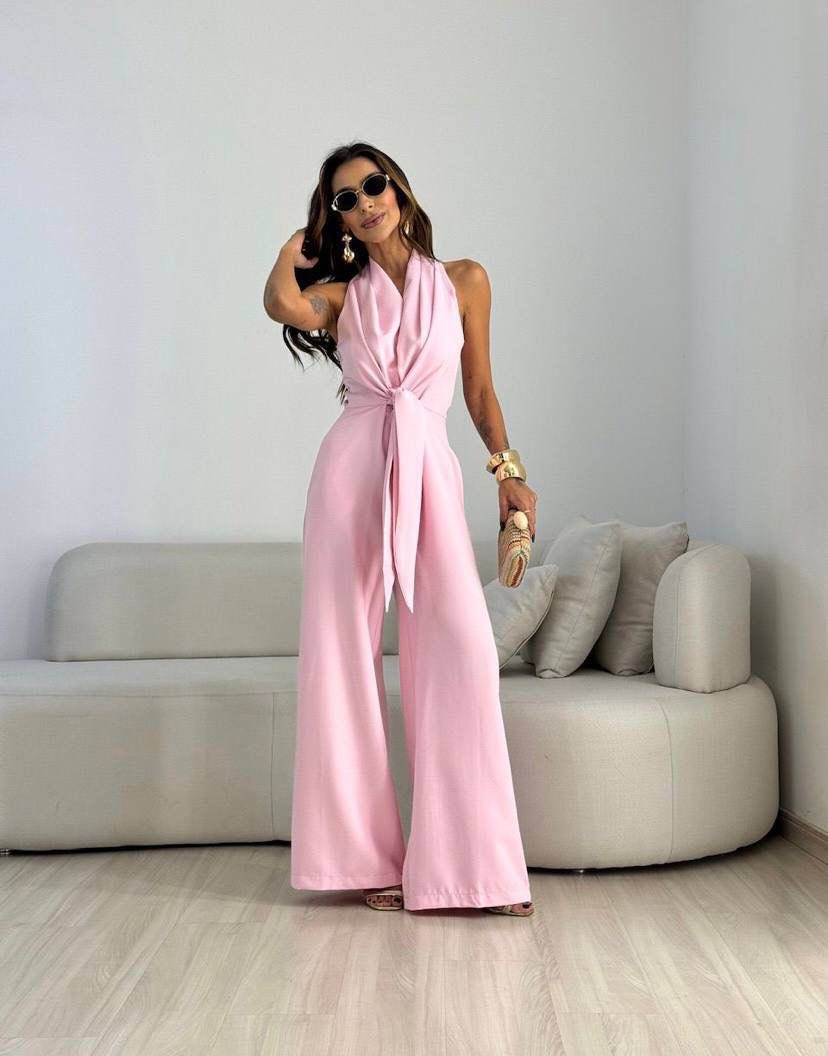 Kamwi - Eleganter Jumpsuit Mit Drapiertem Ausschnitt Und Weitem Bein 2