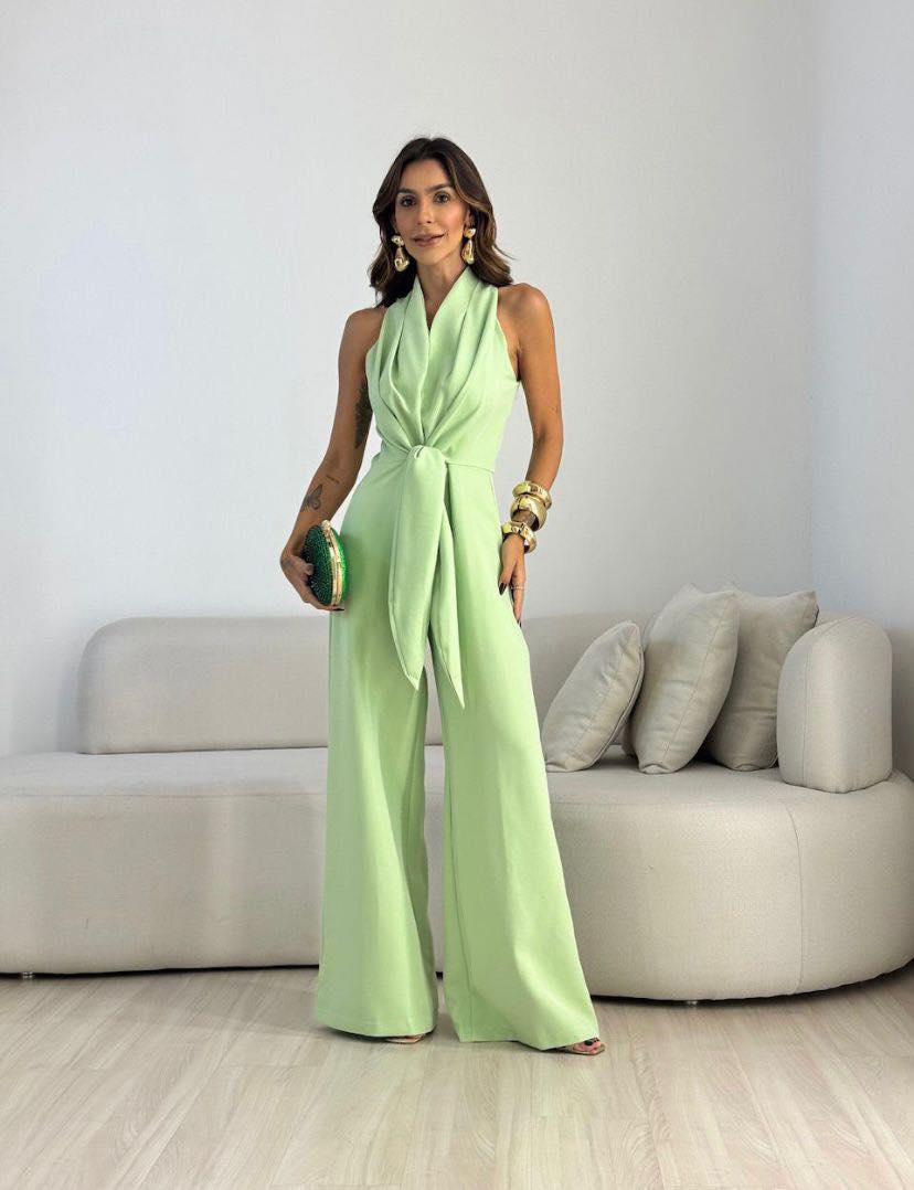 Kamwi - Eleganter Jumpsuit Mit Drapiertem Ausschnitt Und Weitem Bein 5