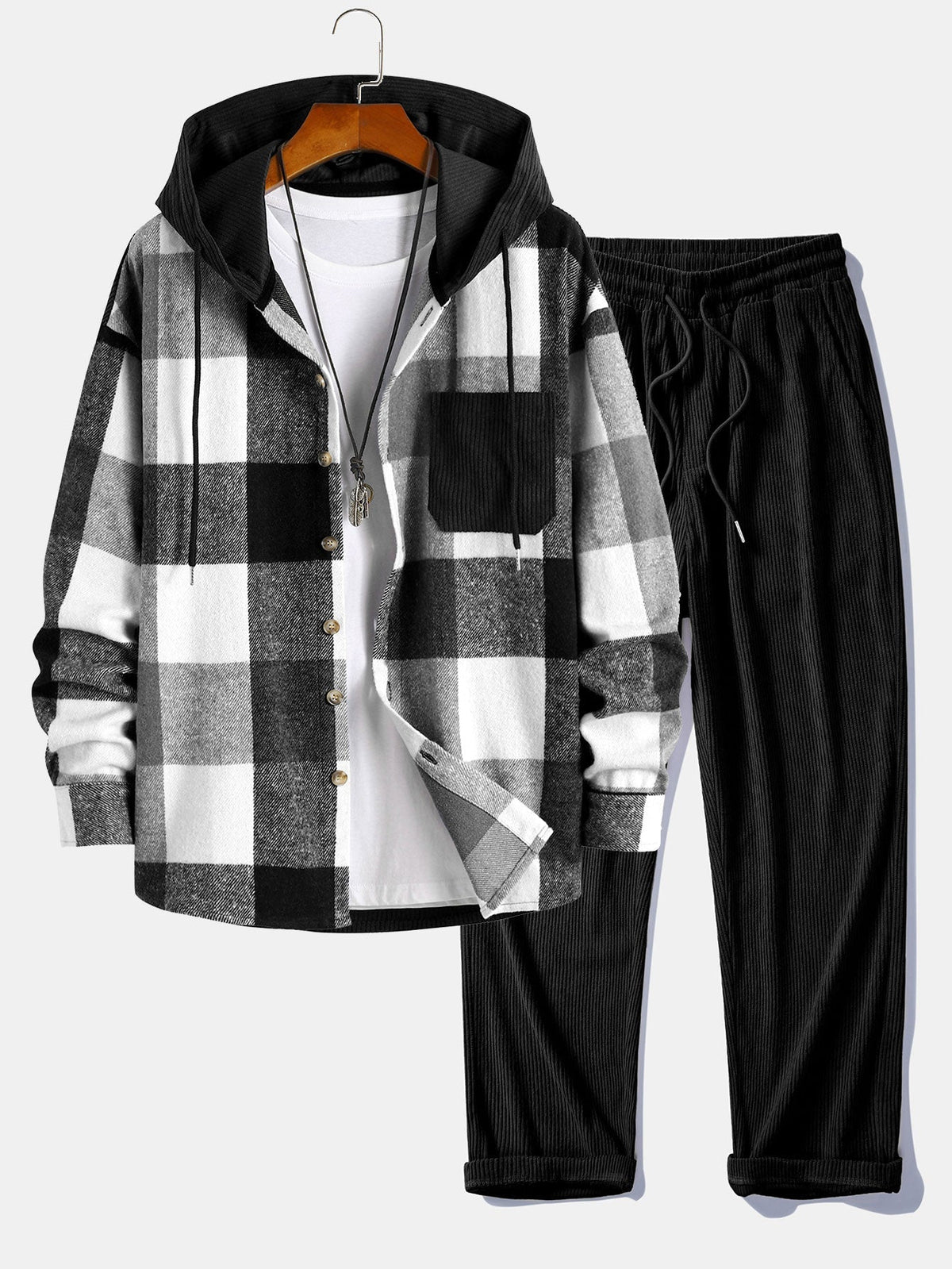 Kapuzen-Set Herren | Patchwork & Flanell-Karo