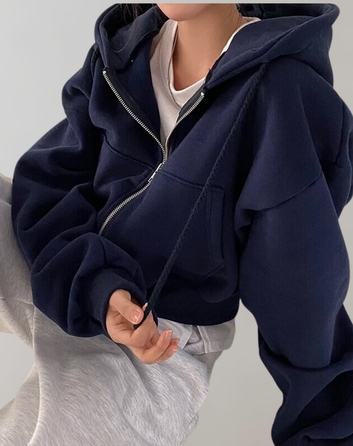 Kapuzenpullover Damen | Cropped & Zweiwege-Zipp