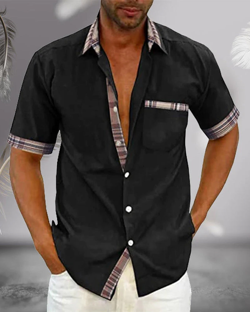 Kurzarmhemd Herren | Karierte Kontrast-Details & Sommerlicher Style