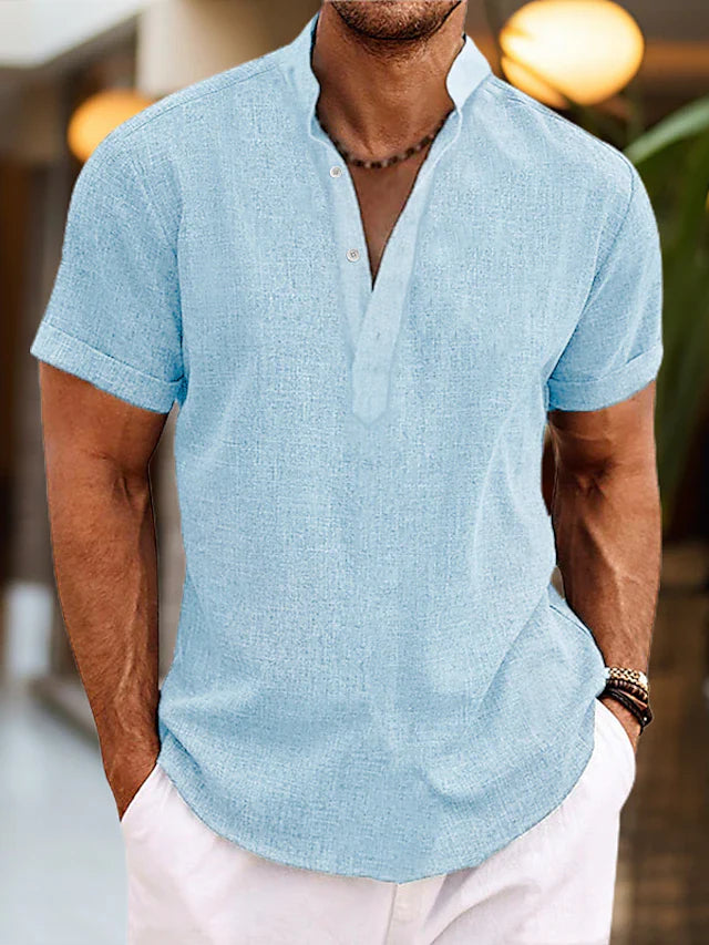 Kurzarmhemd Herren | Lässiger Stehkragen & Entspannter Sommer-Fit