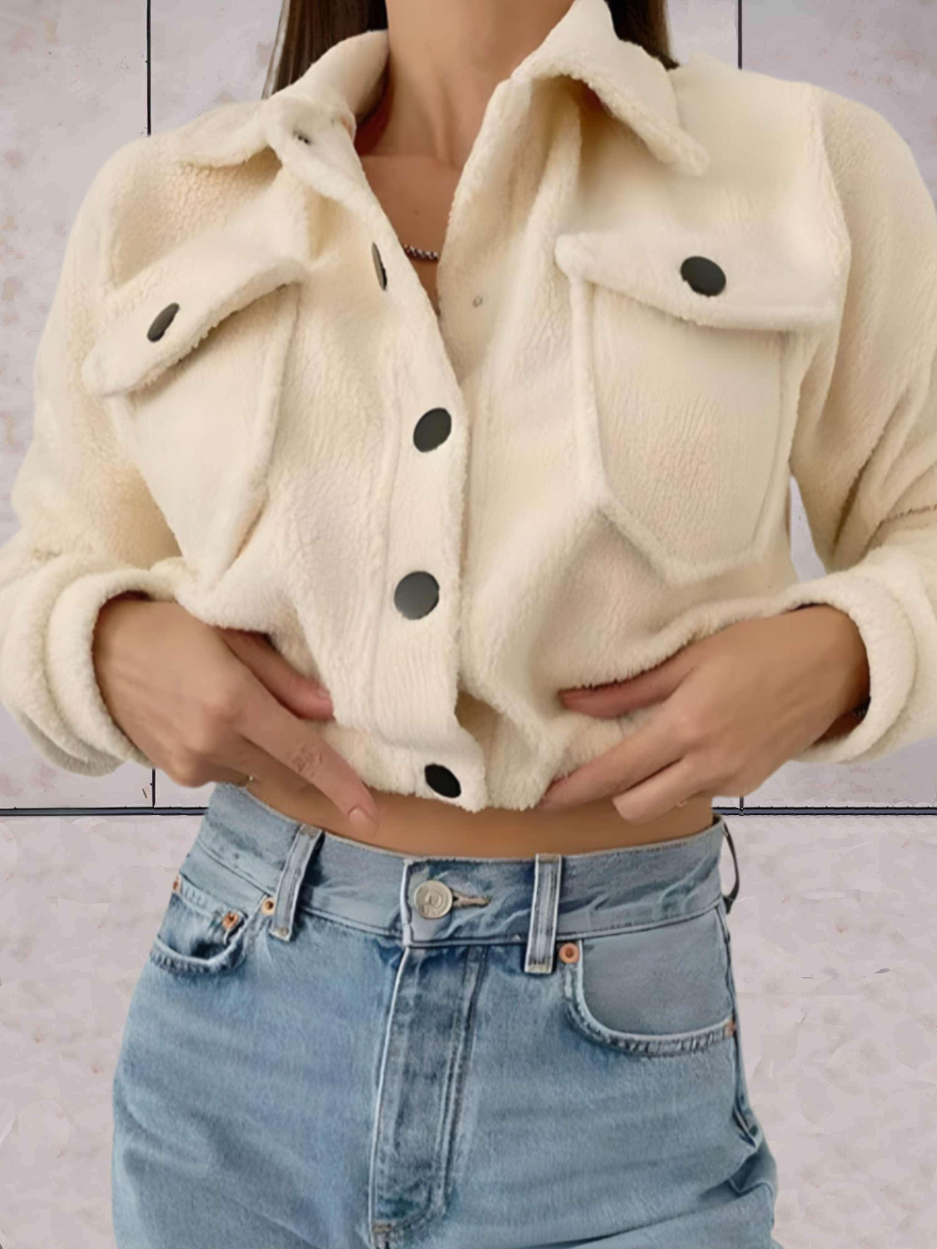 Kurze Jacke mit Polokragen