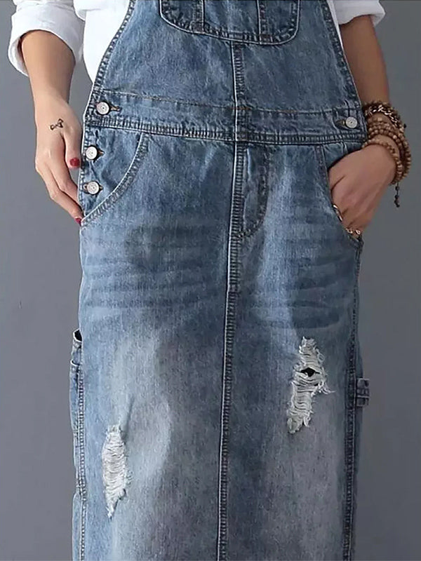 LÄSSIGES DENIM-LATZKLEID