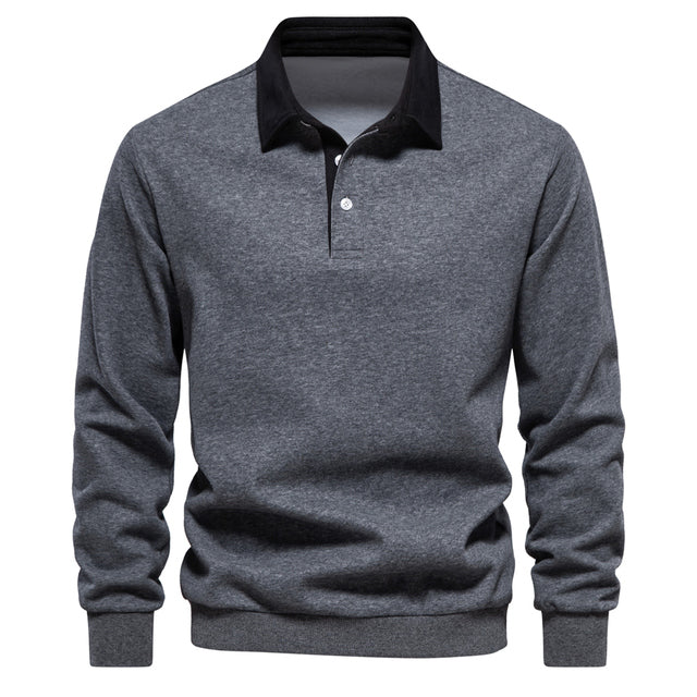 Langarm Poloshirt Herren | Kontrastkragen & Bequem