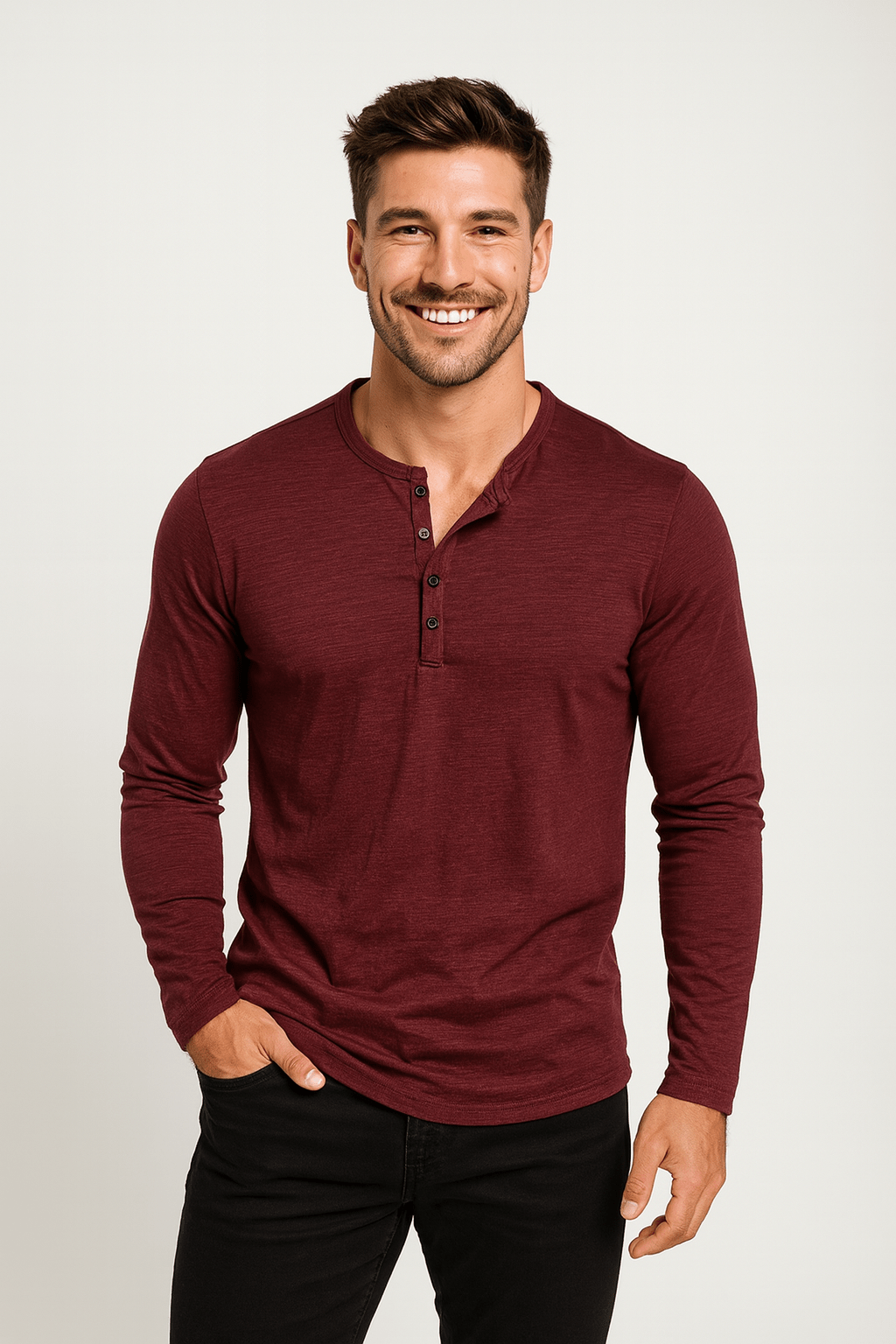 Langarm Shirt Herren | Henley-Style & Souveräner Tragekomfort