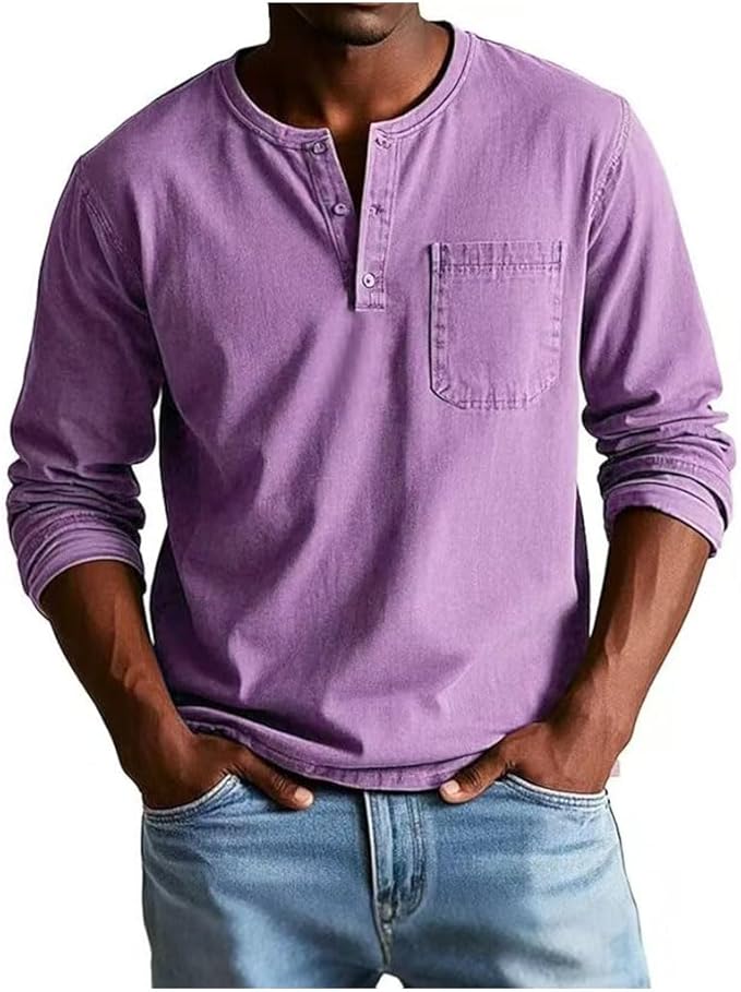 Langarm Henley Shirt mit Brusttasche 2