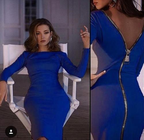 Langärmeliges Bleistiftkleid mit Rückenreißverschluss